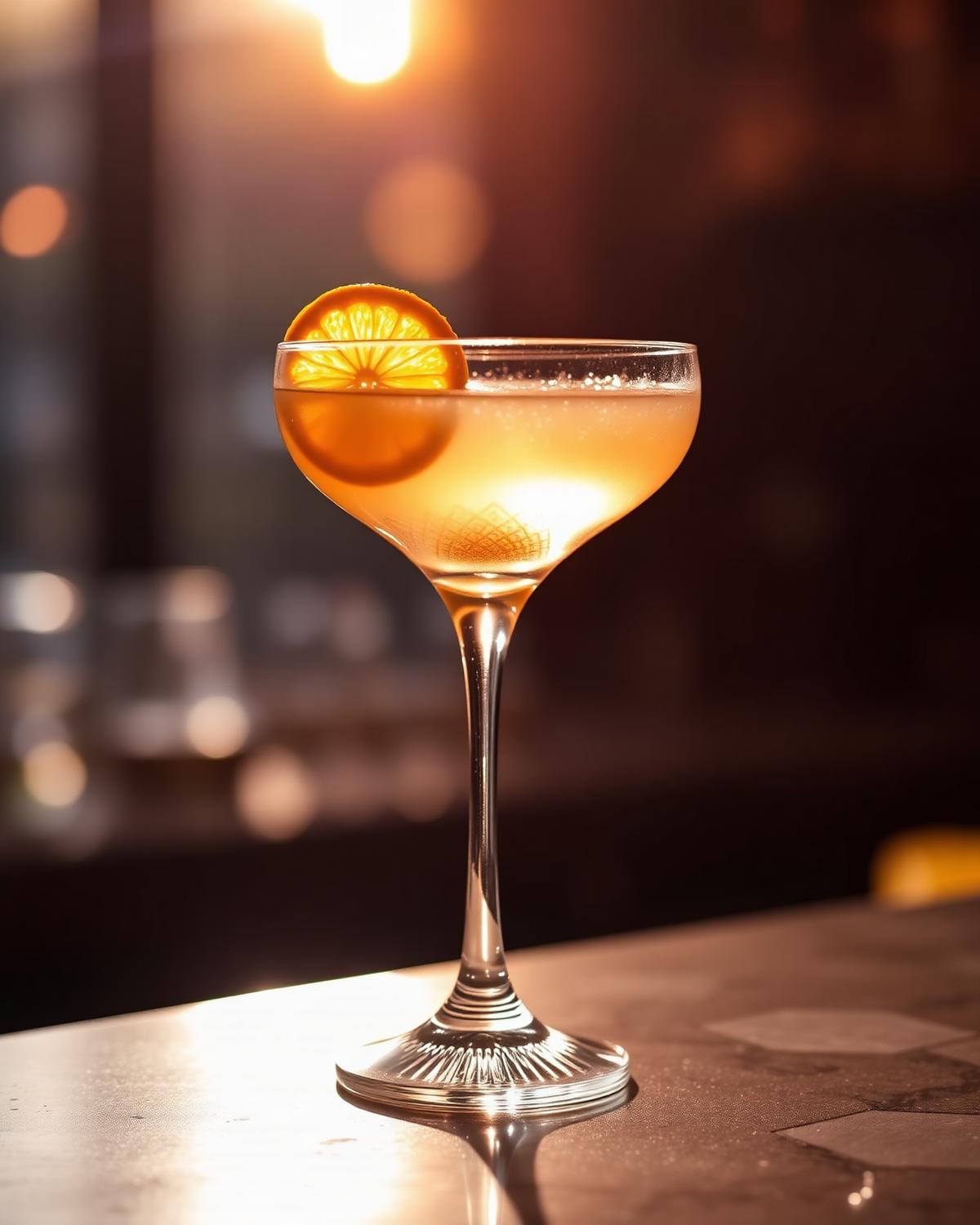 Signature cocktail at sunset